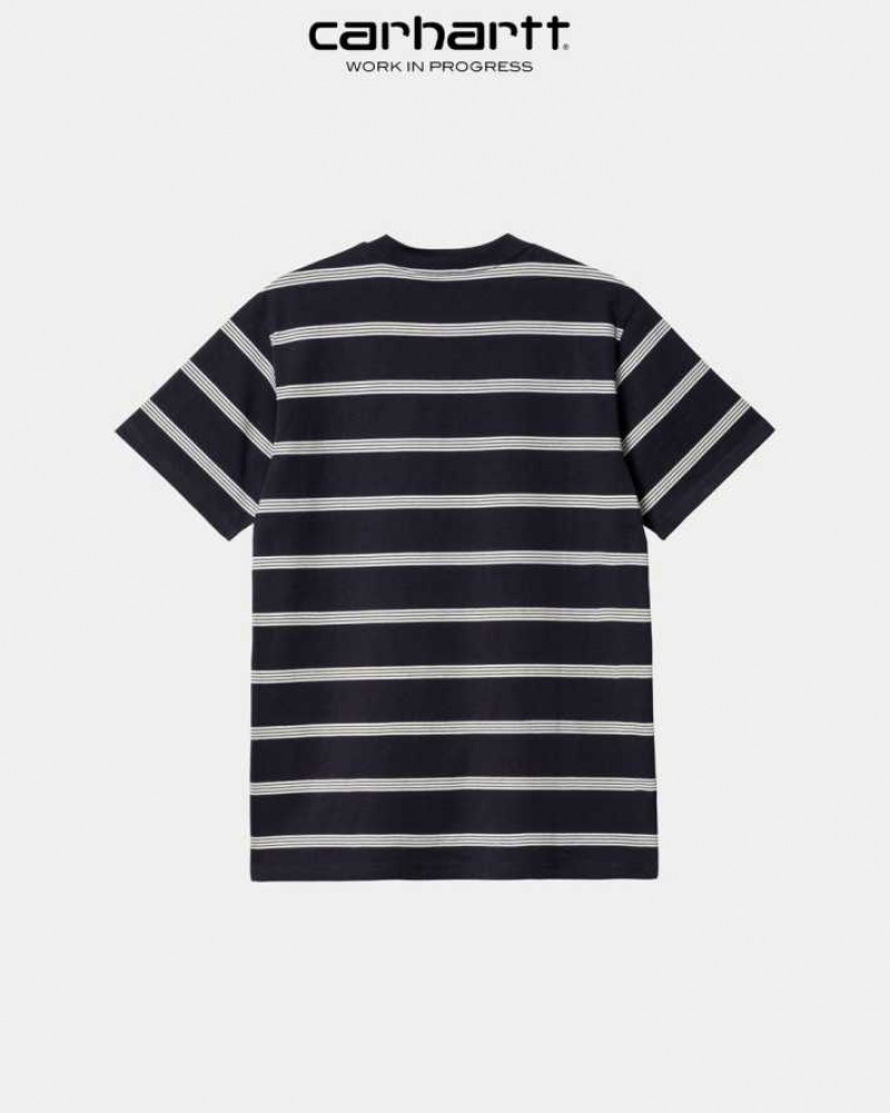 Carhartt Wip Glover Stripe T-Shirt Mörkmarinblå | SE0000920