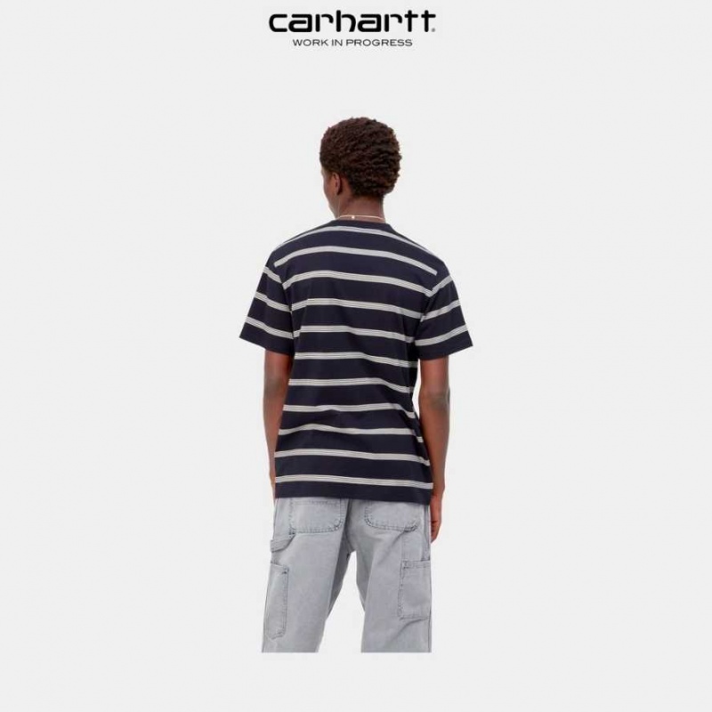 Carhartt Wip Glover Stripe T-Shirt Mörkmarinblå | SE0000920