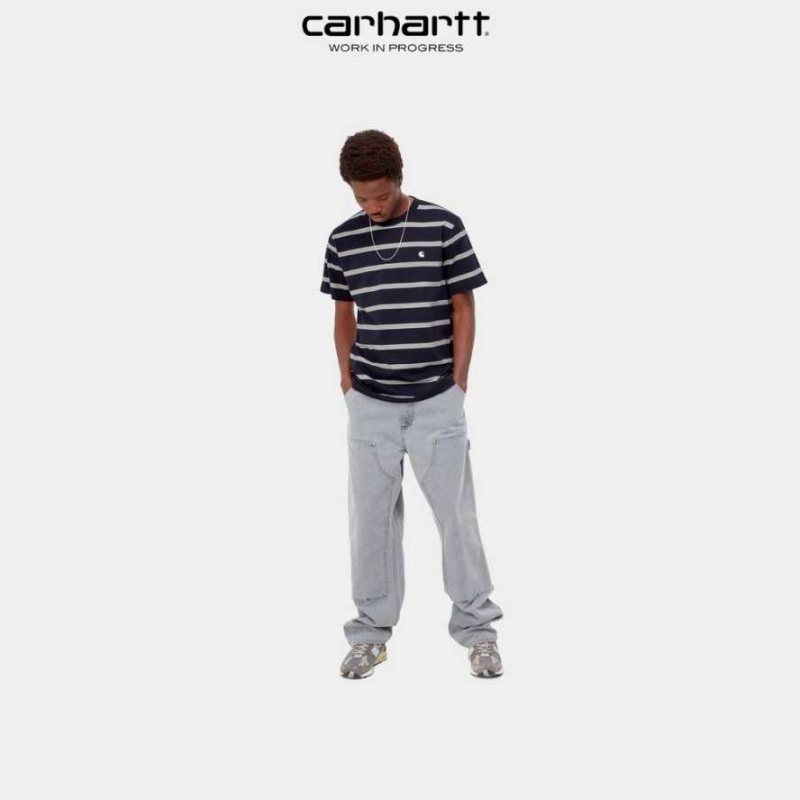 Carhartt Wip Glover Stripe T-Shirt Mörkmarinblå | SE0000920