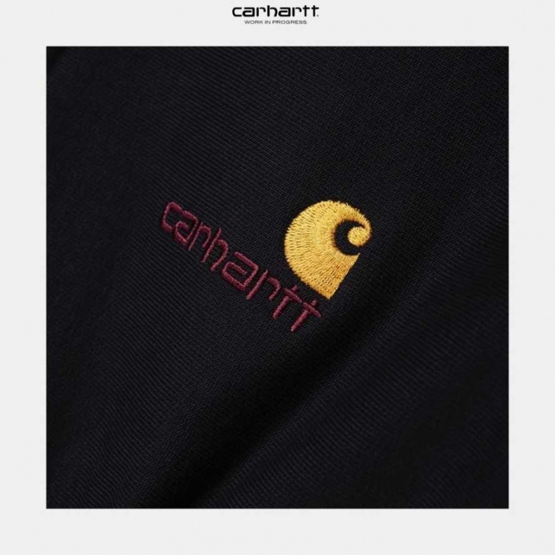 Carhartt Wip Half Zip American Script Sweatshirt Svarta | SE0000279