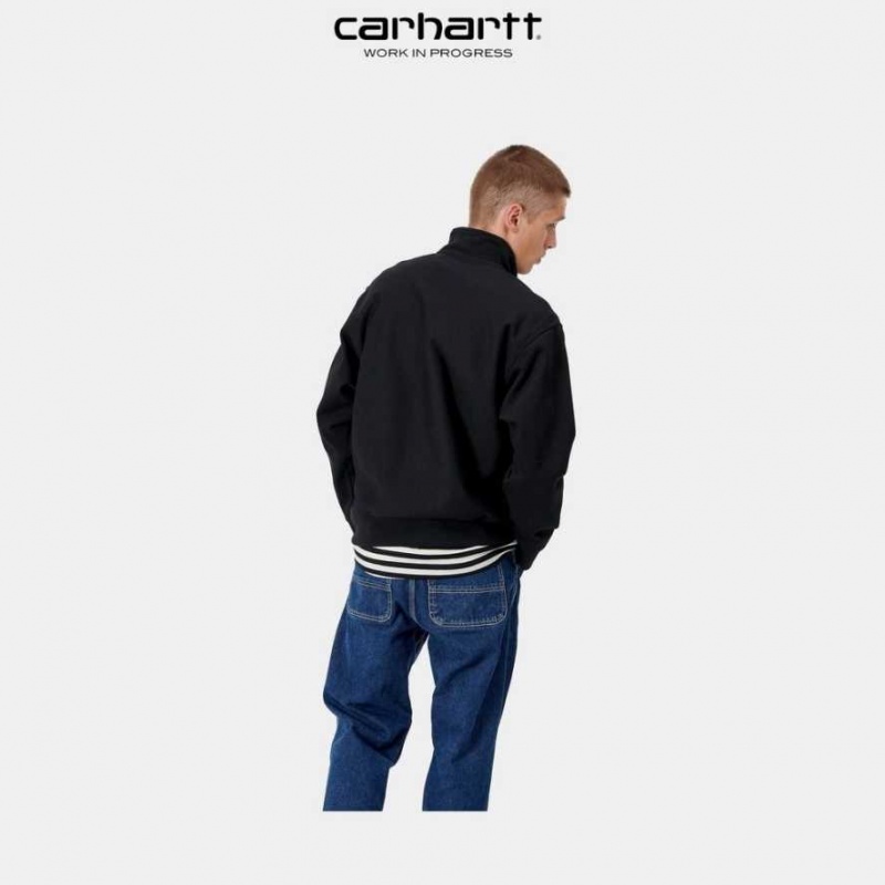 Carhartt Wip Half Zip American Script Sweatshirt Svarta | SE0000279