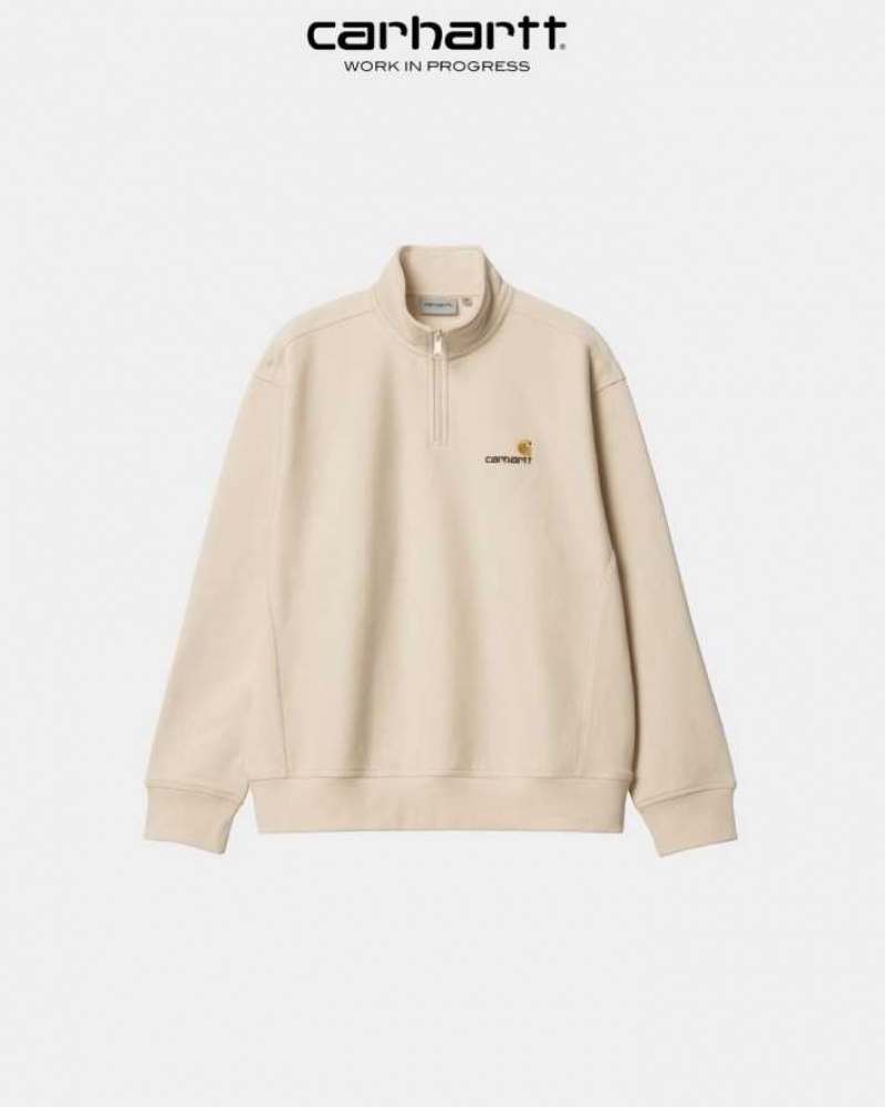 Carhartt Wip Half Zip American Script Sweatshirt Calico | SE0000280