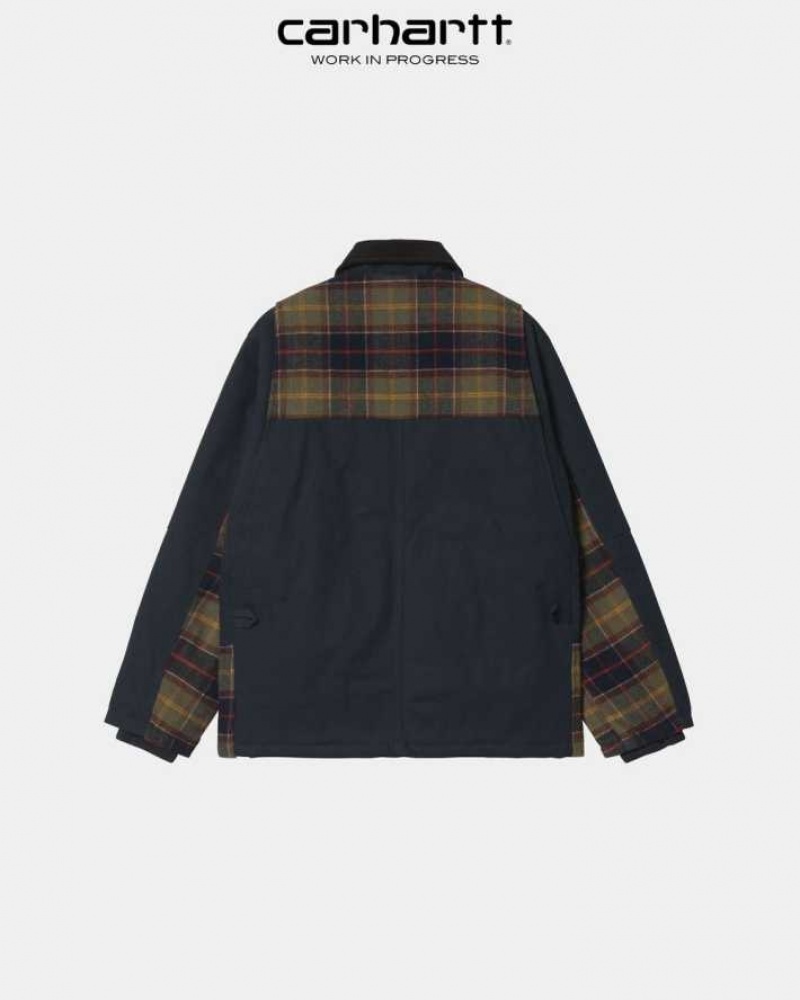 Carhartt Wip Highland Barron Check Jacket Mörkmarinblå | SE0000036