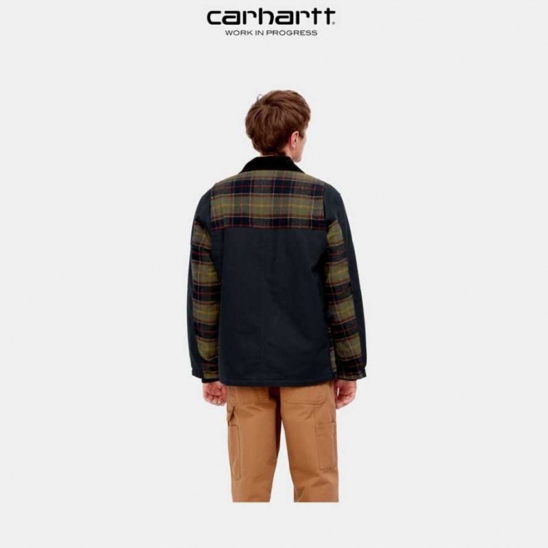 Carhartt Wip Highland Barron Check Jacket Mörkmarinblå | SE0000036