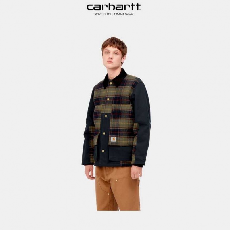 Carhartt Wip Highland Barron Check Jacket Mörkmarinblå | SE0000036