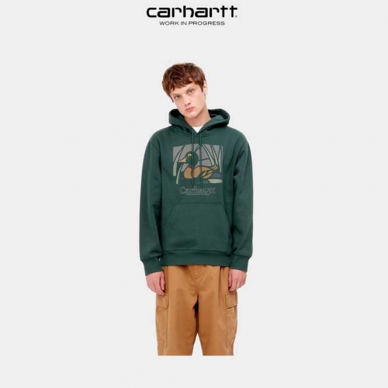 Carhartt Wip Hooded Duck Pond Sweatshirt Juniper | SE0000316