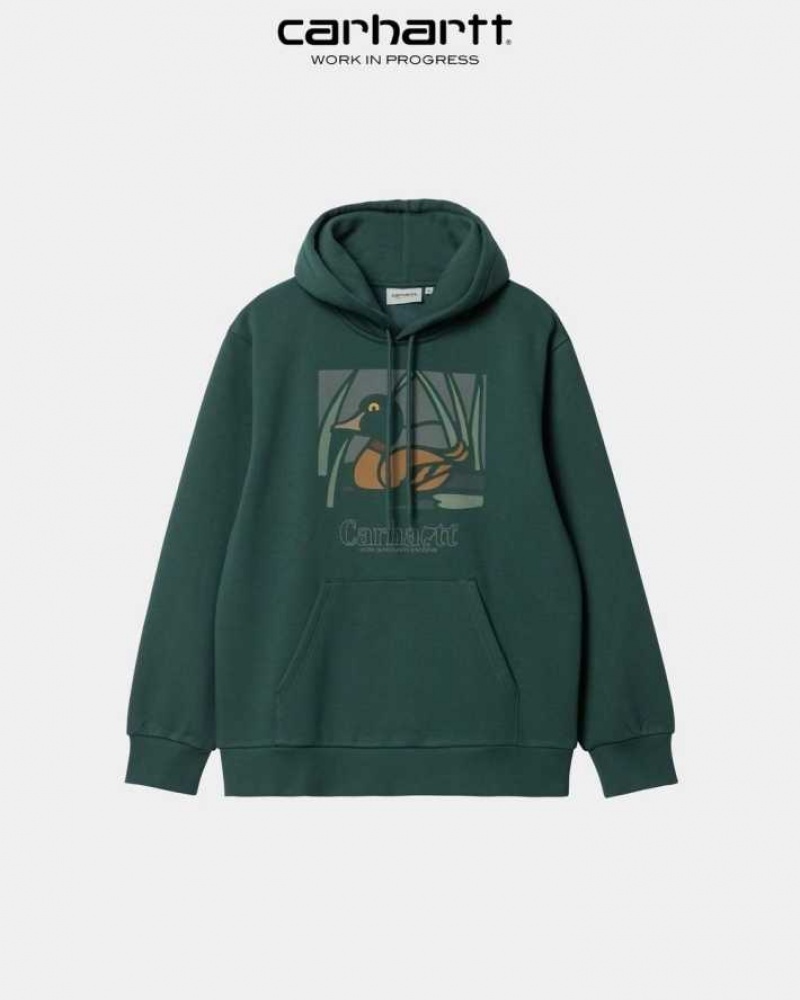 Carhartt Wip Hooded Duck Pond Sweatshirt Juniper | SE0000316