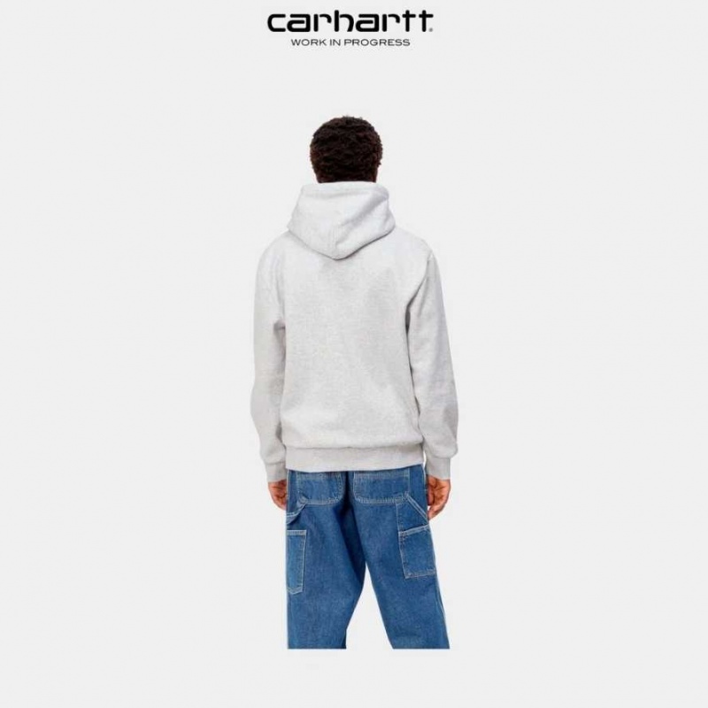 Carhartt Wip Hooded Happy Script Sweatshirt Ash Heather | SE0000318