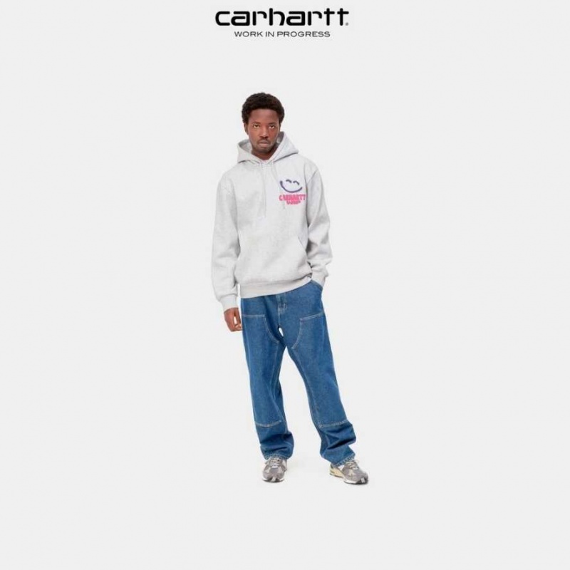 Carhartt Wip Hooded Happy Script Sweatshirt Ash Heather | SE0000318