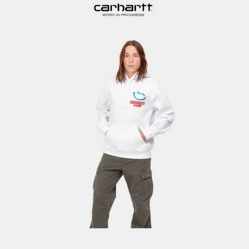 Carhartt Wip Hooded Happy Script Sweatshirt Vita | SE0000319