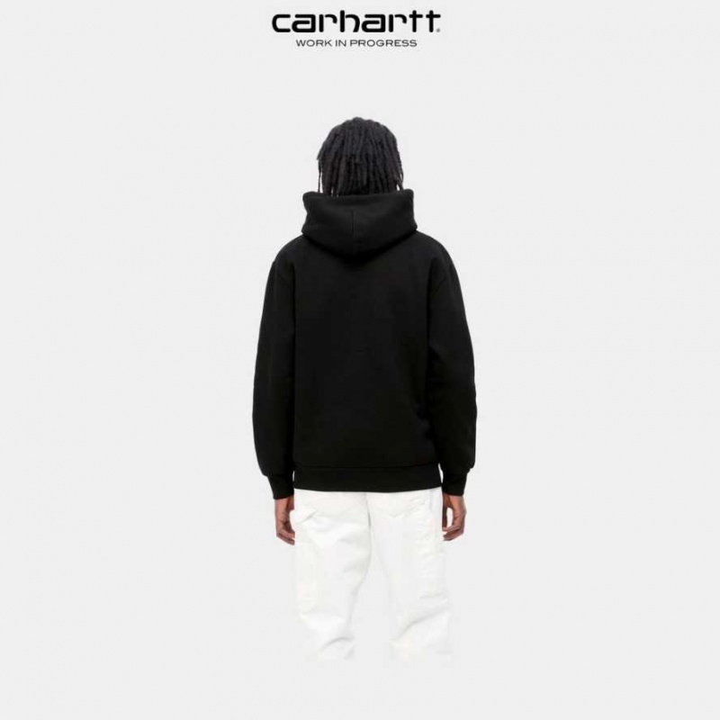 Carhartt Wip Hooded Happy Script Sweatshirt Svarta | SE0000320