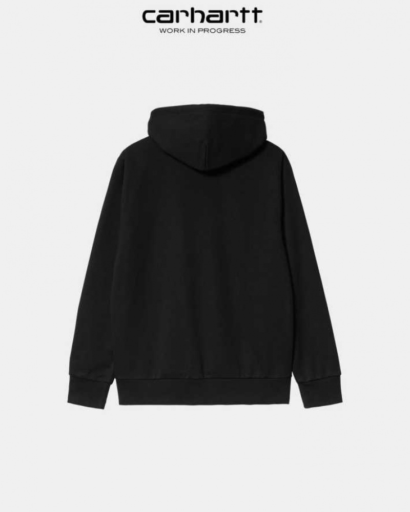 Carhartt Wip Hooded Script Embroidery Sweatshirt Svarta | SE0000329