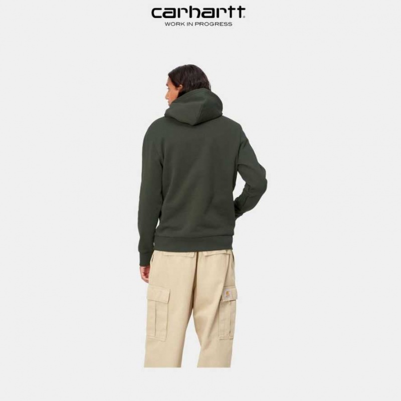 Carhartt Wip Hooded Script Embroidery Sweatshirt Boxwood | SE0000331