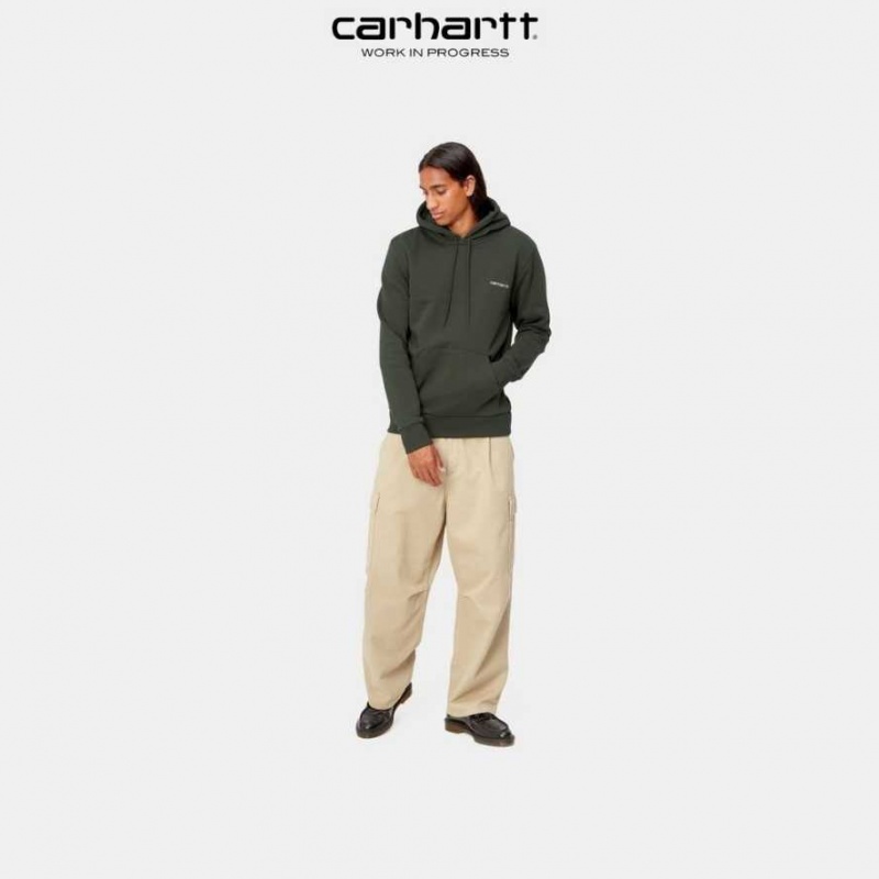 Carhartt Wip Hooded Script Embroidery Sweatshirt Boxwood | SE0000331