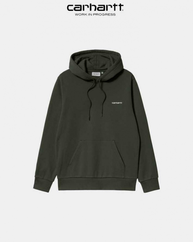 Carhartt Wip Hooded Script Embroidery Sweatshirt Boxwood | SE0000331