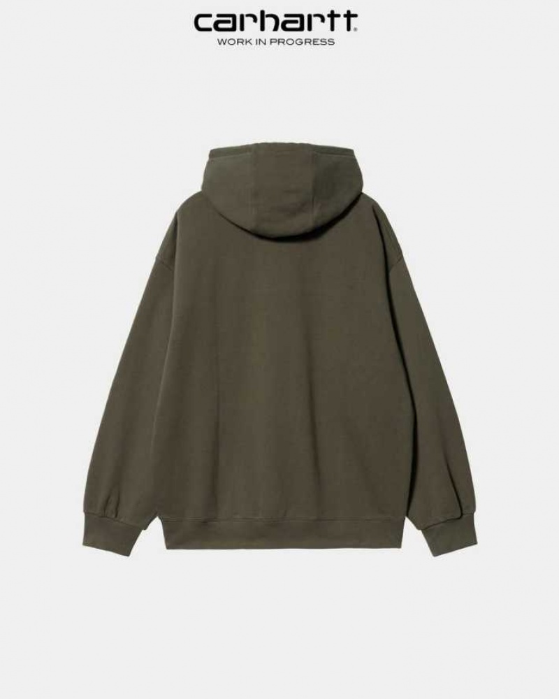 Carhartt Wip Hooded Wade Half Zip Sweatshirt Cypress | SE0000347