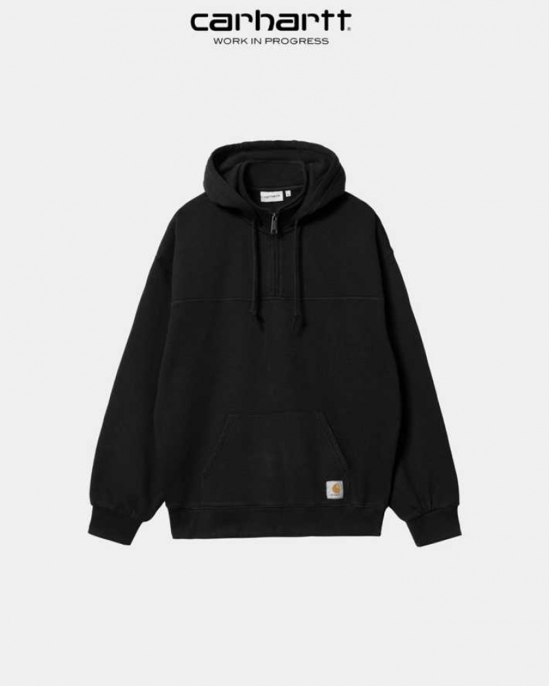 Carhartt Wip Hooded Wade Half Zip Sweatshirt Svarta | SE0000348