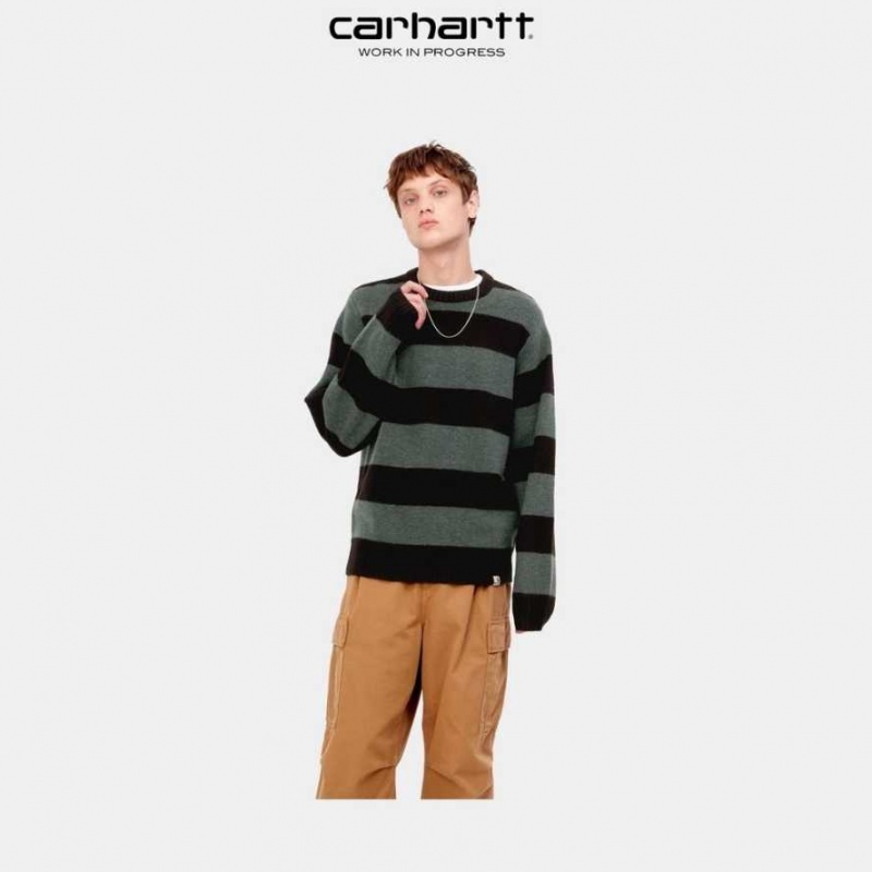 Carhartt Wip Jagger Stripe Tröja Juniper Heather | SE0000352