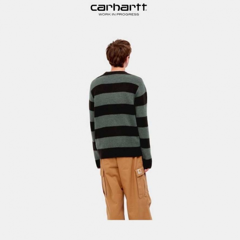 Carhartt Wip Jagger Stripe Tröja Juniper Heather | SE0000352