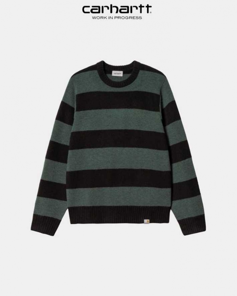 Carhartt Wip Jagger Stripe Tröja Juniper Heather | SE0000352