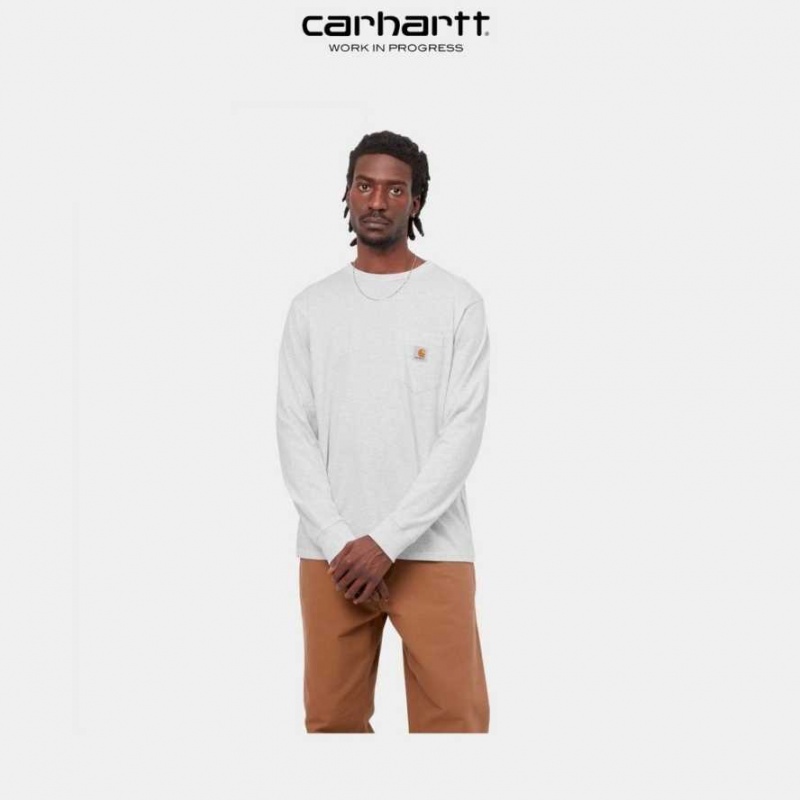 Carhartt Wip Long Sleeve Pocket T-Shirt Ash Heather | SE0000959