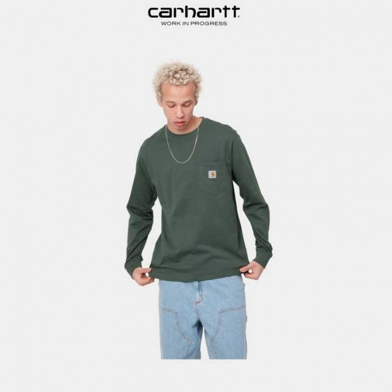 Carhartt Wip Long Sleeve Pocket T-Shirt Gröna | SE0000957