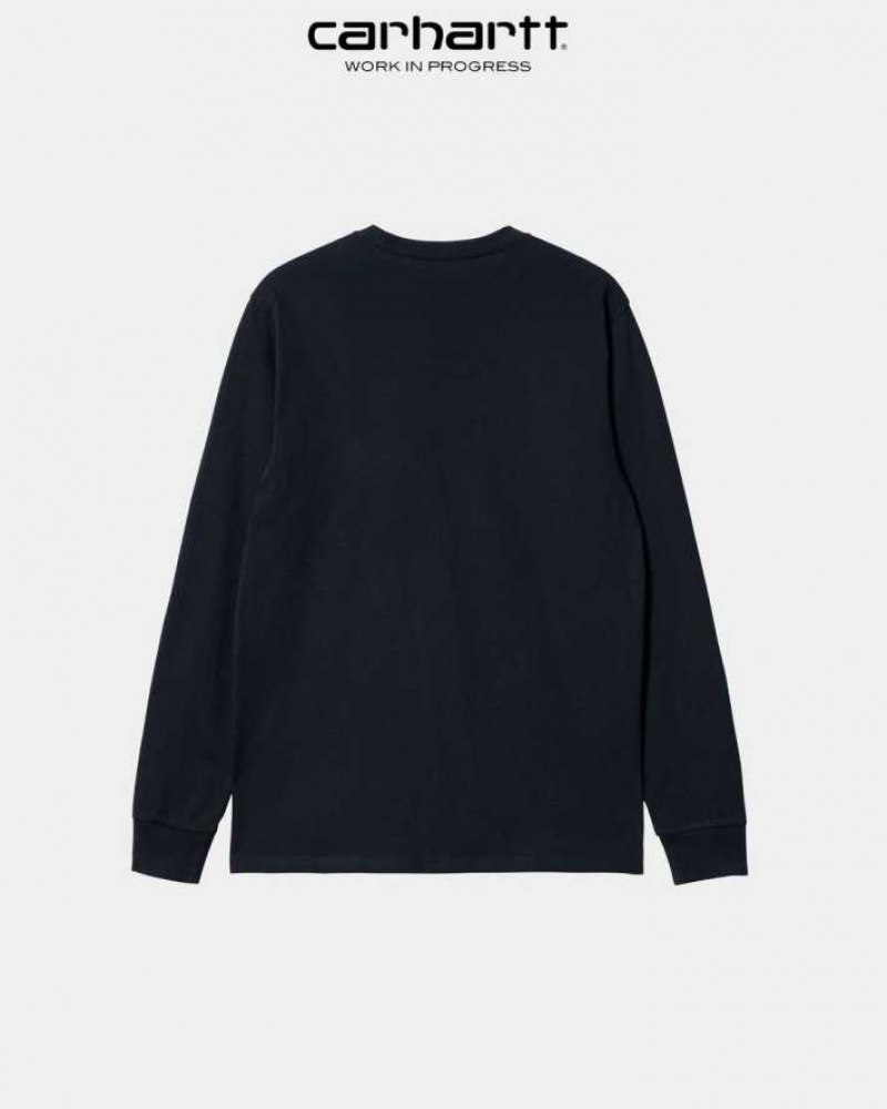 Carhartt Wip Long Sleeve Pocket T-Shirt Mörkmarinblå | SE0000956