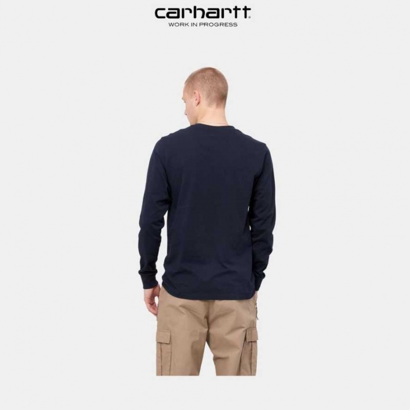 Carhartt Wip Long Sleeve Pocket T-Shirt Mörkmarinblå | SE0000956