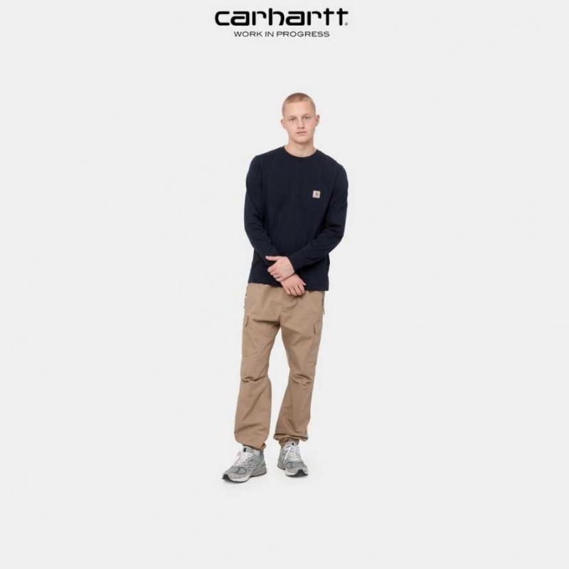 Carhartt Wip Long Sleeve Pocket T-Shirt Mörkmarinblå | SE0000956