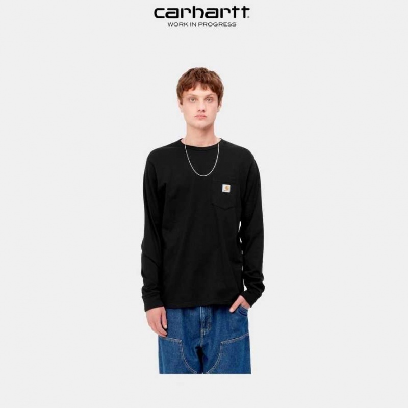 Carhartt Wip Long Sleeve Pocket T-Shirt Svarta | SE0000953