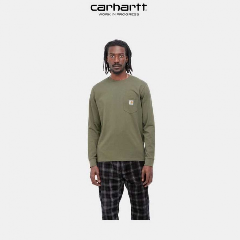 Carhartt Wip Long Sleeve Pocket T-Shirt Seaweed | SE0000955