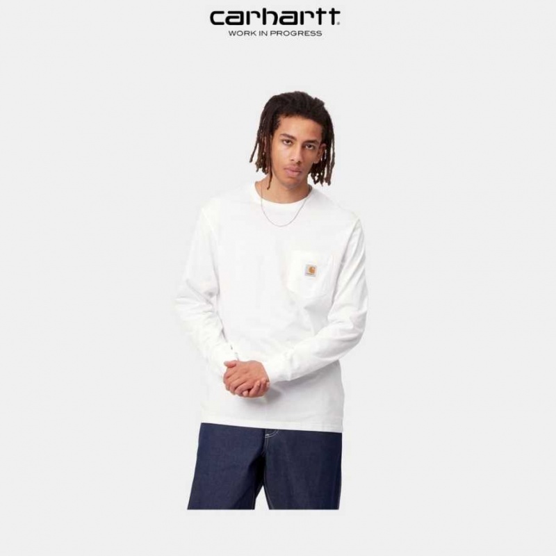 Carhartt Wip Long Sleeve Pocket T-Shirt Vita | SE0000952