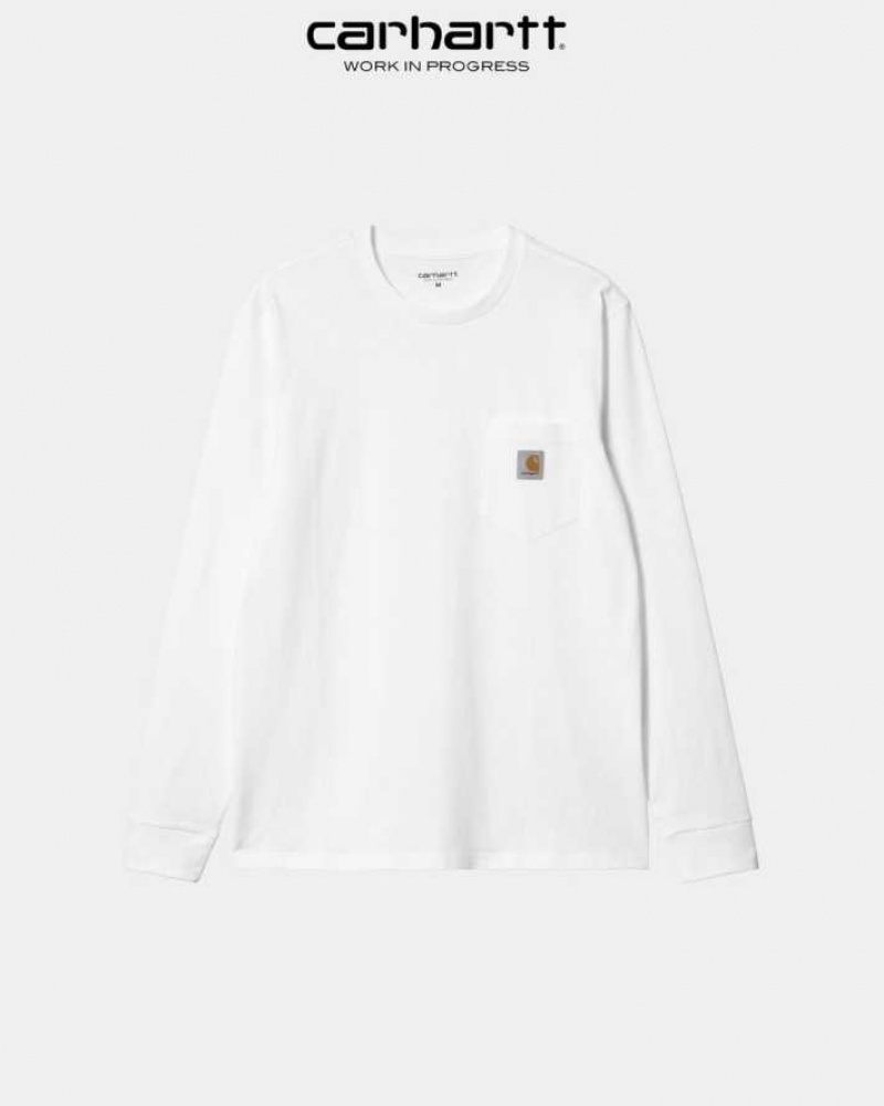 Carhartt Wip Long Sleeve Pocket T-Shirt Vita | SE0000952