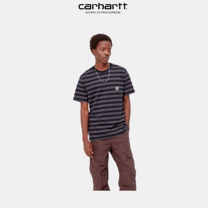 Carhartt Wip Merrick Stripe Pocket T-Shirt Soot / Artichoke | SE0000981