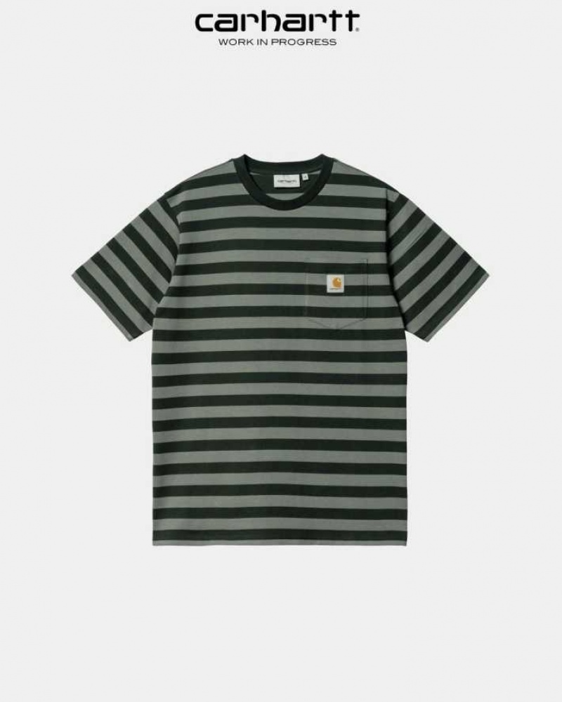 Carhartt Wip Merrick Stripe Pocket T-Shirt Mörk | SE0000982