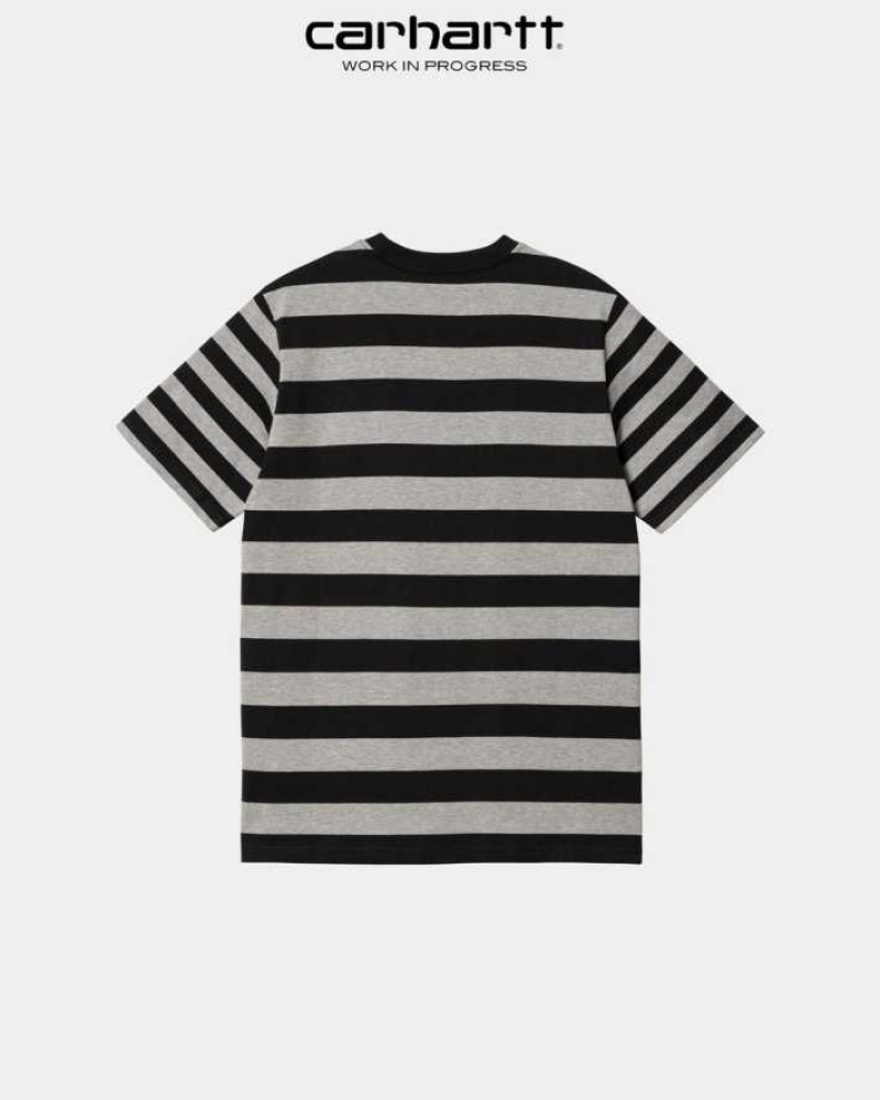 Carhartt Wip Merrick Stripe Pocket T-Shirt Svarta Grå | SE0000983