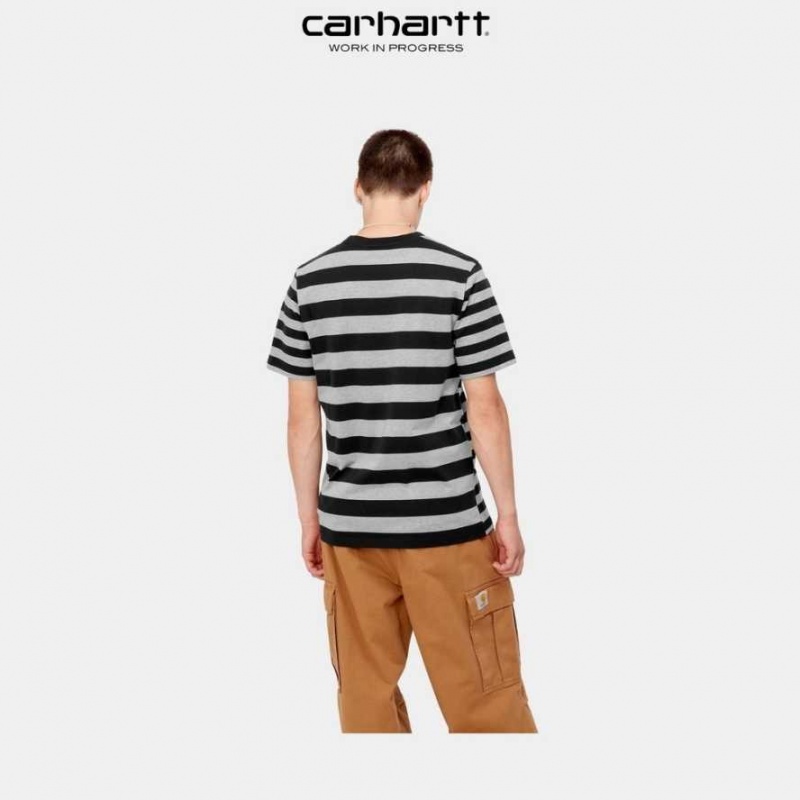 Carhartt Wip Merrick Stripe Pocket T-Shirt Svarta Grå | SE0000983