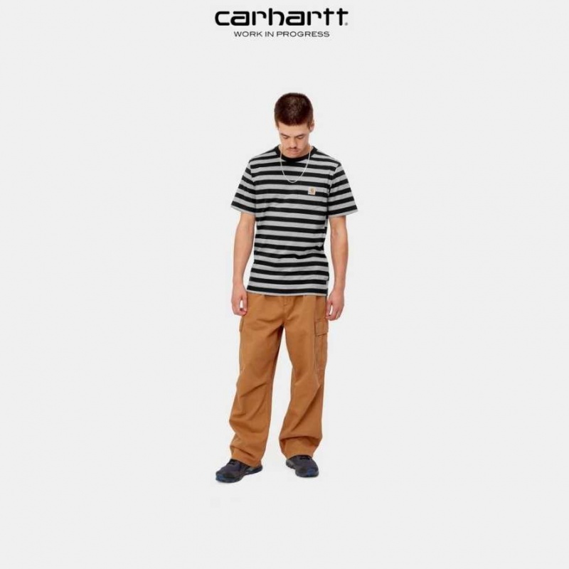 Carhartt Wip Merrick Stripe Pocket T-Shirt Svarta Grå | SE0000983