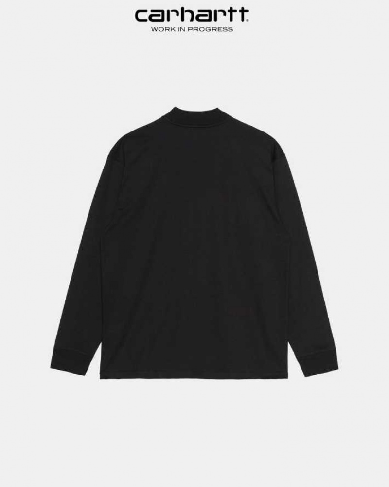 Carhartt Wip Mockneck Script Embroidery Long Sleeve T-Shirt Svarta | SE0000985