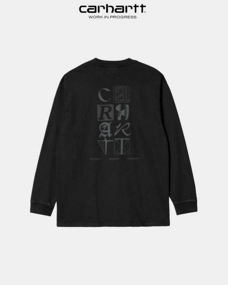 Carhartt Wip Ratios Long Sleeve T-Shirt Svarta | SE0001029