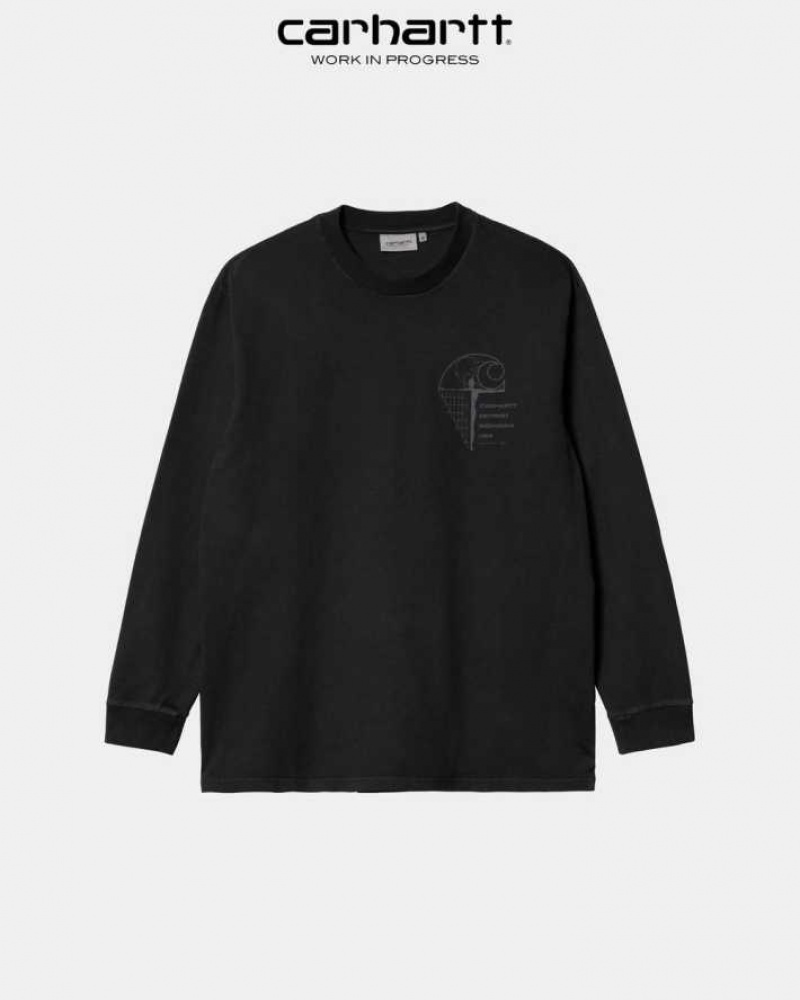 Carhartt Wip Ratios Long Sleeve T-Shirt Svarta | SE0001029