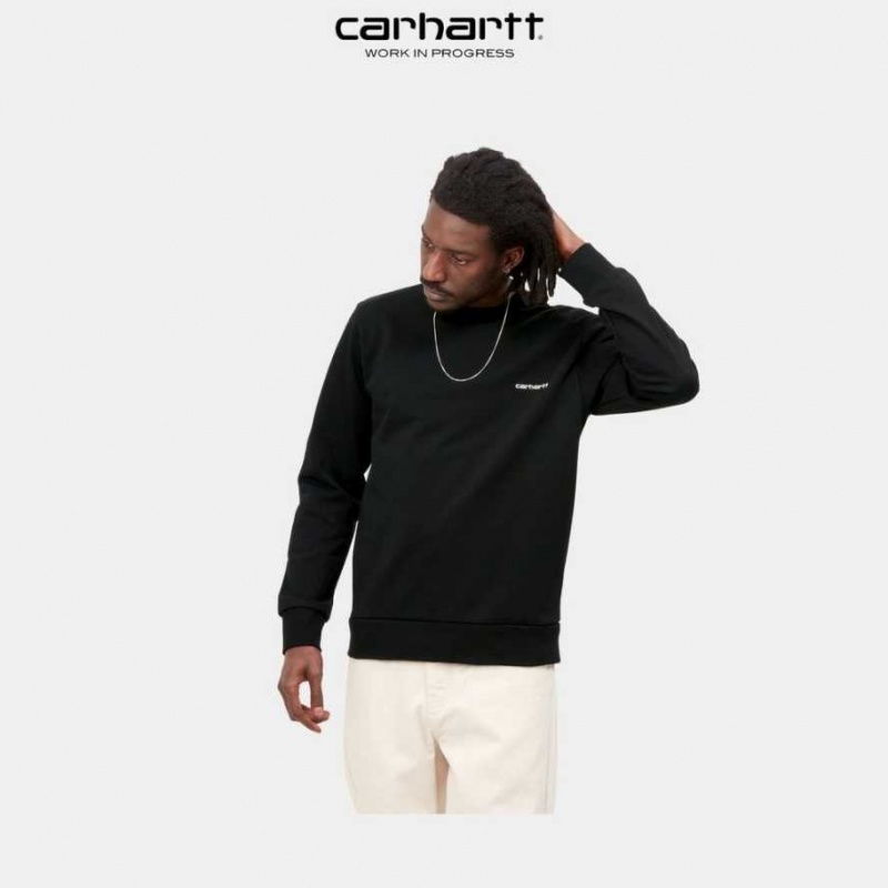 Carhartt Wip Script Embroidery Sweatshirt Svarta | SE0000368