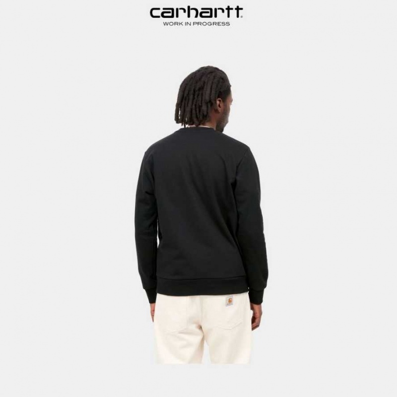 Carhartt Wip Script Embroidery Sweatshirt Svarta | SE0000368