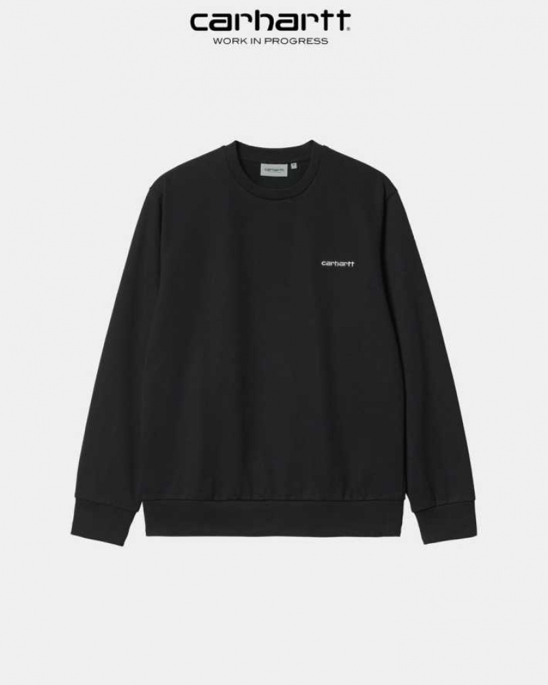 Carhartt Wip Script Embroidery Sweatshirt Svarta | SE0000368