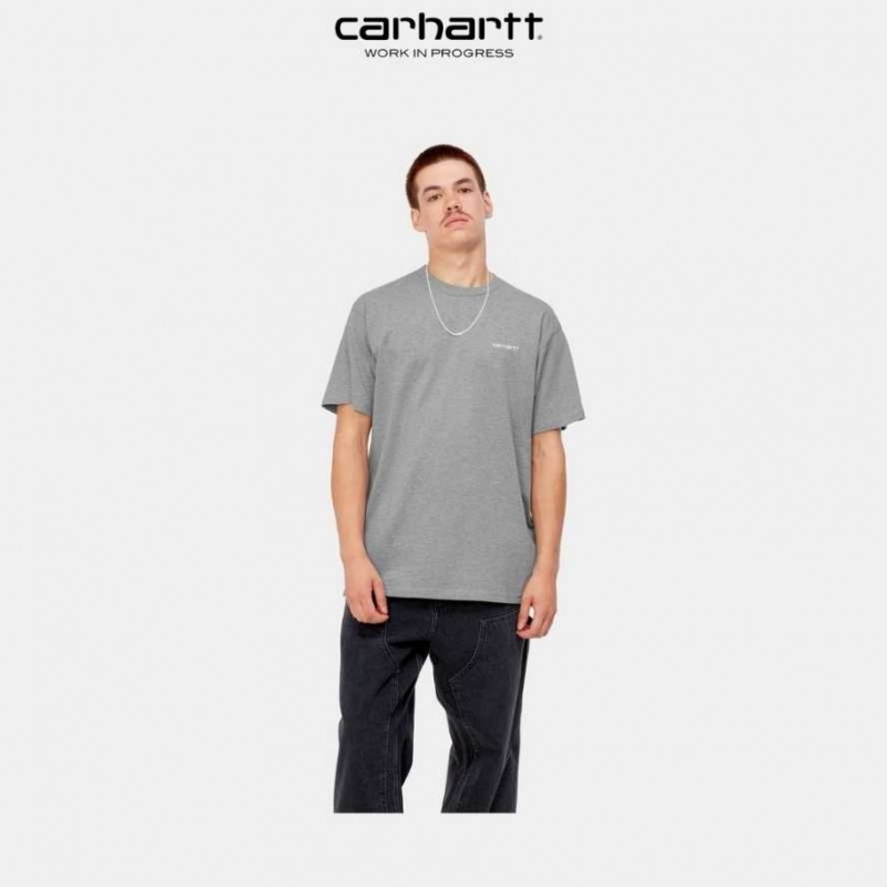 Carhartt Wip Script Embroidery T-Shirt Grå | SE0001040