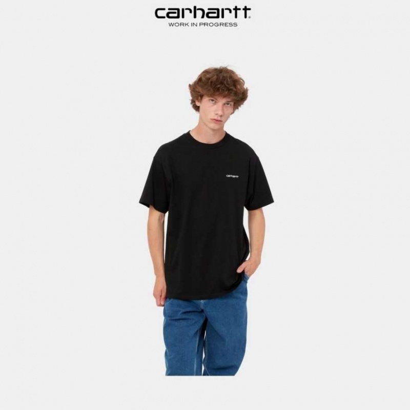 Carhartt Wip Script Embroidery T-Shirt Svarta | SE0001038