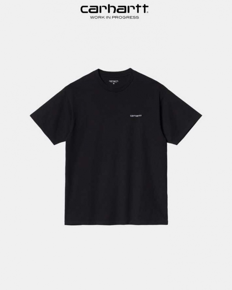 Carhartt Wip Script Embroidery T-Shirt Svarta | SE0001038