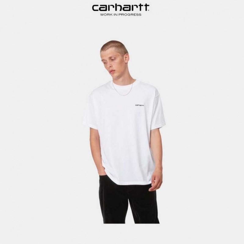 Carhartt Wip Script Embroidery T-Shirt Vita | SE0001041